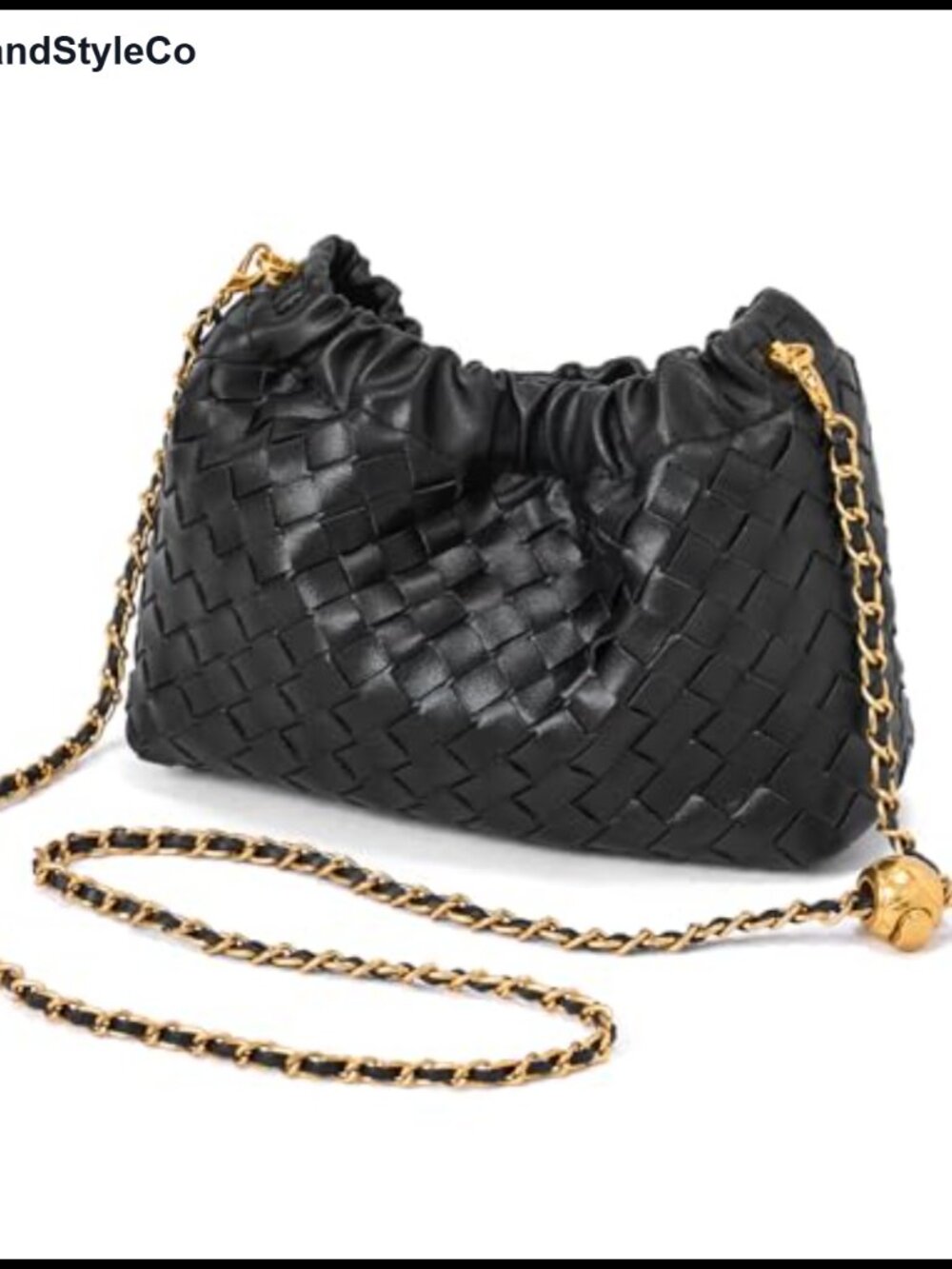 Hand-Woven Leather Dumpling Crossbody Bag Ruched Clutch